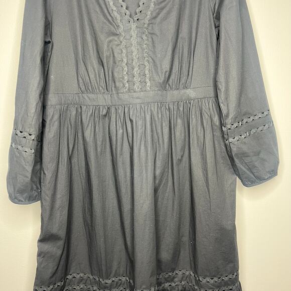 J.Crew Long Sleeve Eyelet-Trim Tiered Midi Dress Cotton Poplin Size SV-Neck Boho - Picture 5 of 15